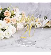 20Pcs Acrylic Wedding Table Numbers Hexagon Printed Clear Acrylic Table Numbers With Stands for W...