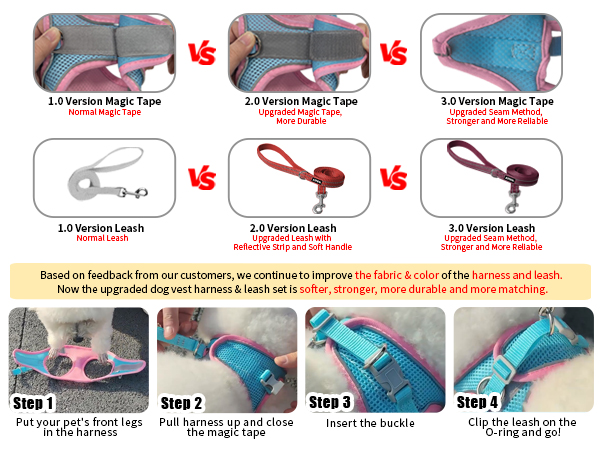 AIITLE Dog Harness, Summer No-Pull Pet Harness with a Leash Adjustable Soft Padded Dog Vest