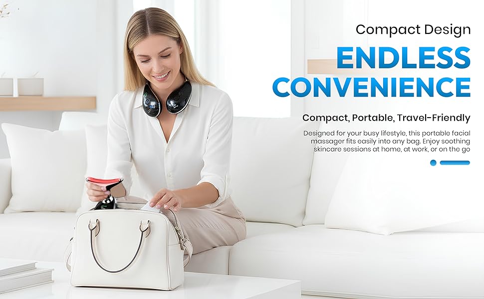 Portable rechargeable LED beauty massager for daily skincare