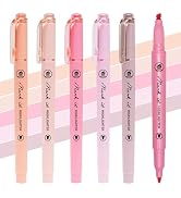 IOMDRWU Pink Highlighters, 5 Pack Aesthetic Bible Highlighters No Bleed, Pastel Highlighter Assor...