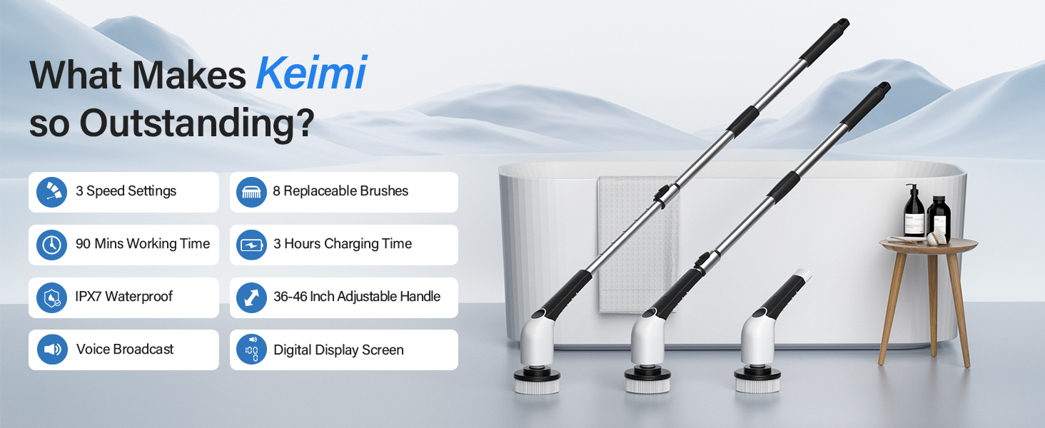 electric cleaning brush bathroom cleaner shower scrubber with long handle