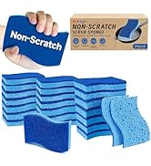 Non Scratch Scrub Sponges, 24 Count Kitchen Sponges Pack Safe on Non-Stick Cookware, Dual Sided C...