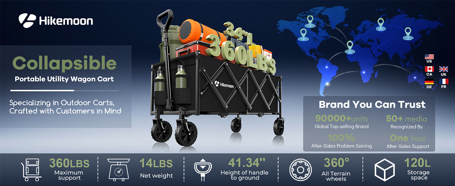 Hikemoon collapsiblle portable utility wagon cart