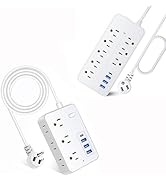 Asamoom 2pcs 15 FT Extension Cord with Multiple Outlets
