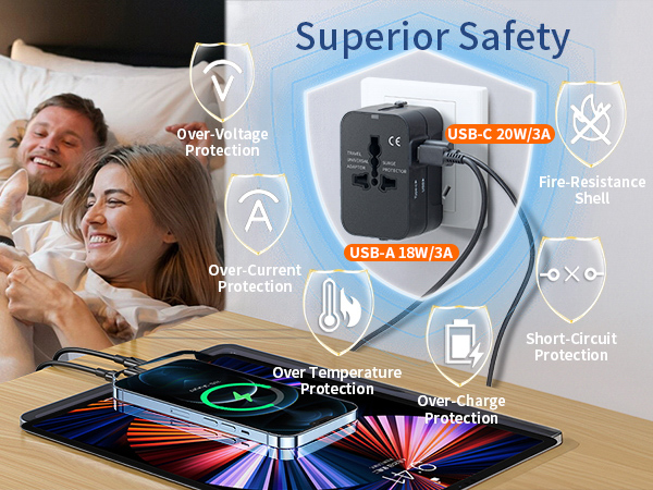 safety protection worldwide power adapter travel charger plug converter