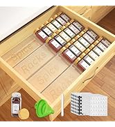 24 Spice Jars with Spice Drawer Organizer, 355 Spice Labels, 2 Pack Expandable From 11'' to 21'' ...