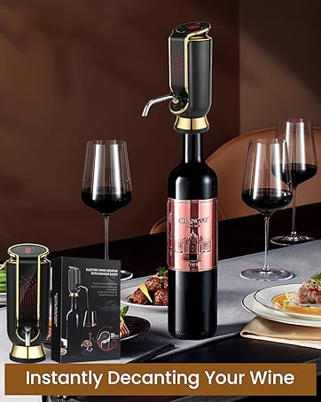 Automatic Wine Decanter w/ Built-In Vacuum Saver - Instantly Decant Your Wine