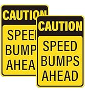 Anobell 2 Pack Speed Bumps Ahead Sign 18"x12" Reflective Metal Warning Signs .040 Rust-Free Alumi...