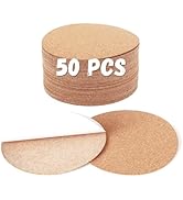 KITLAB 50 Pcs Self-Adhesive Cork Sheets for DIY Coasters, 4 Inch Round Backing Cork Tiles Mat wit...