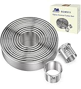 M JINGMEI Round Cookie Biscuit Cutter Set 12 Pieces Graduated Circle Pastry Cutters 18/8 Stainles...