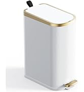 CEROELDA Slim Bathroom Trash Can with Lid Soft Close, 10 Liter/2.6 Gallon Stainless Steel Small G...