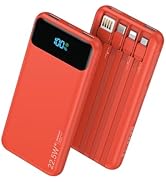 10000mAh Portable Charger Built in 4-Cables, 22.5W Fast Charging USB C Power Bank, 6 Outputs Batt...