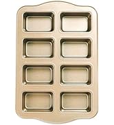 Kofebe Mini Loaf Pan, 8-Cavity Non-Stick Carbon Steel Brownie Bakeware for Oven Baking Gold-Square
