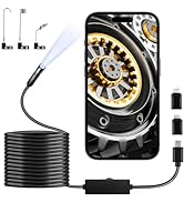 16.4ft Endoscope Camera with Light for iPhone &amp; Android 1920P HD IP67 Waterproof Borescope with 8...