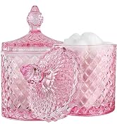 rejomiik 2 Pack Qtip Holder Glass Apothecary Jars with Lid for Bathroom Canisters Dispenser Decor...
