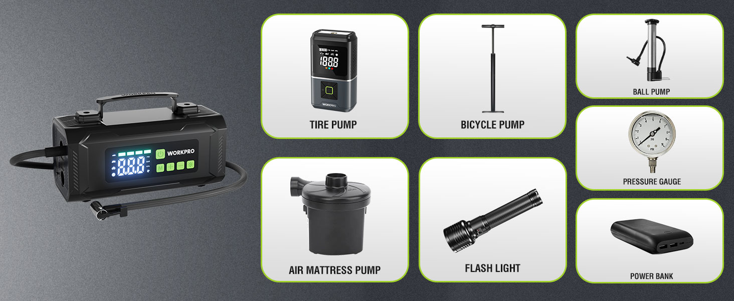 WORKPRO 12V Portable Air Inflator 