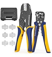 haisstronica 6 in 1 Crimping Tool Kit and Wire Stripper, Ratcheting Wire Crimper with 6 PCS Inter...