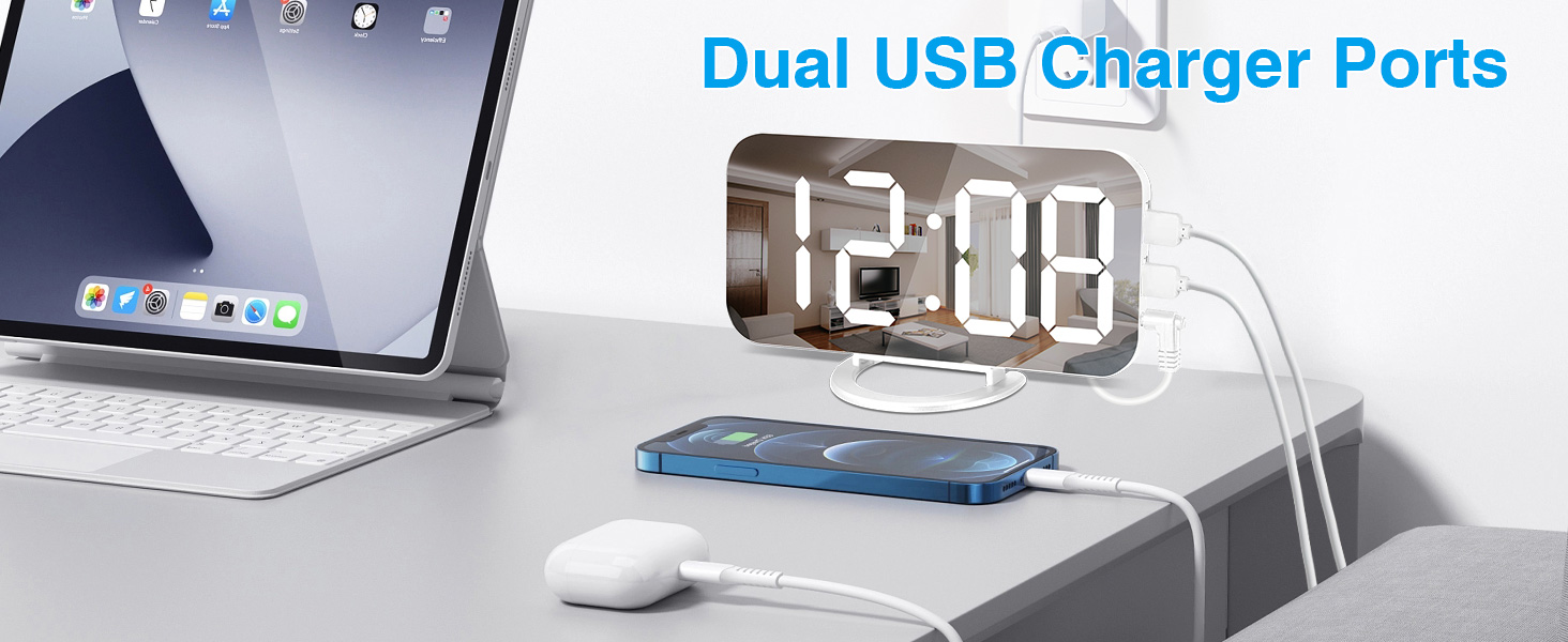 digital alarm clock with usb charger port