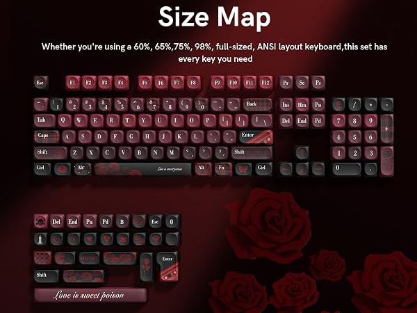 compatible with 60%, 65%, 75%, 98%, full-size ANSI layout mechanical keyboards