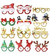 HATORI Christmas Glasses Frames, 12 PCS Glitter Party Costume Eyeglasses without Lenses for Kids ...