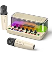 MT-VIKI Portable Bluetooth Karaoke Machine Speaker with 2 Wireless Microphones, RGB Lights, Light...