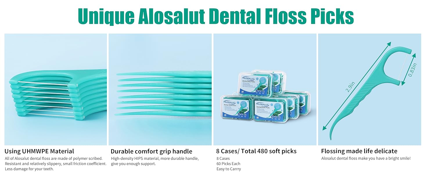 Alosalut 480 Pack Mint Dental Floss Picks
