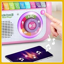 Kid pushes blue tooth button to connect with guardian’s phone to hear additional music.