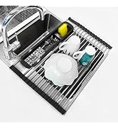 Dolreiik Roll Up Dish Drying Rack Over The Sink, 304 Stainless Stee Dish Drainer, Foldable &amp; Adju...