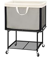 STO STO Rolling Laundry Hamper with Wheels, 29-Gallon (110L) Laundry Cart with Removable Canvas B...