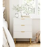 AEPOALUA Night Stand,Tall Bedside Table with 3Storage Drawers,White Nightstand,Bedside Furniture,...