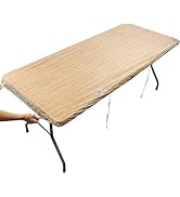 Pioggia Clear Vinyl Rectangle Fitted Tablecloth Waterproof Elasticized Table Cloth Plastic Table ...