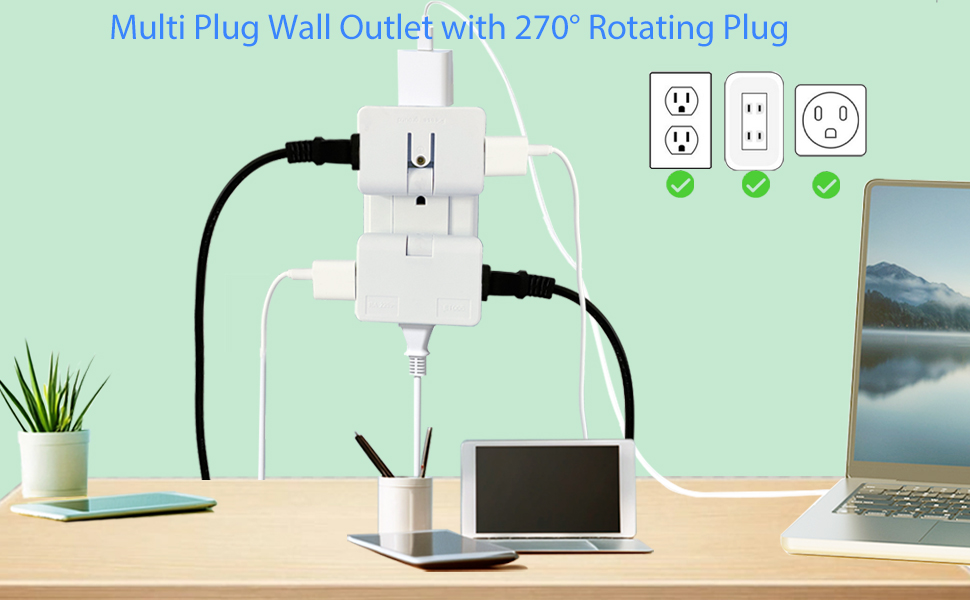 3 Prong White Plug Wall Outlet