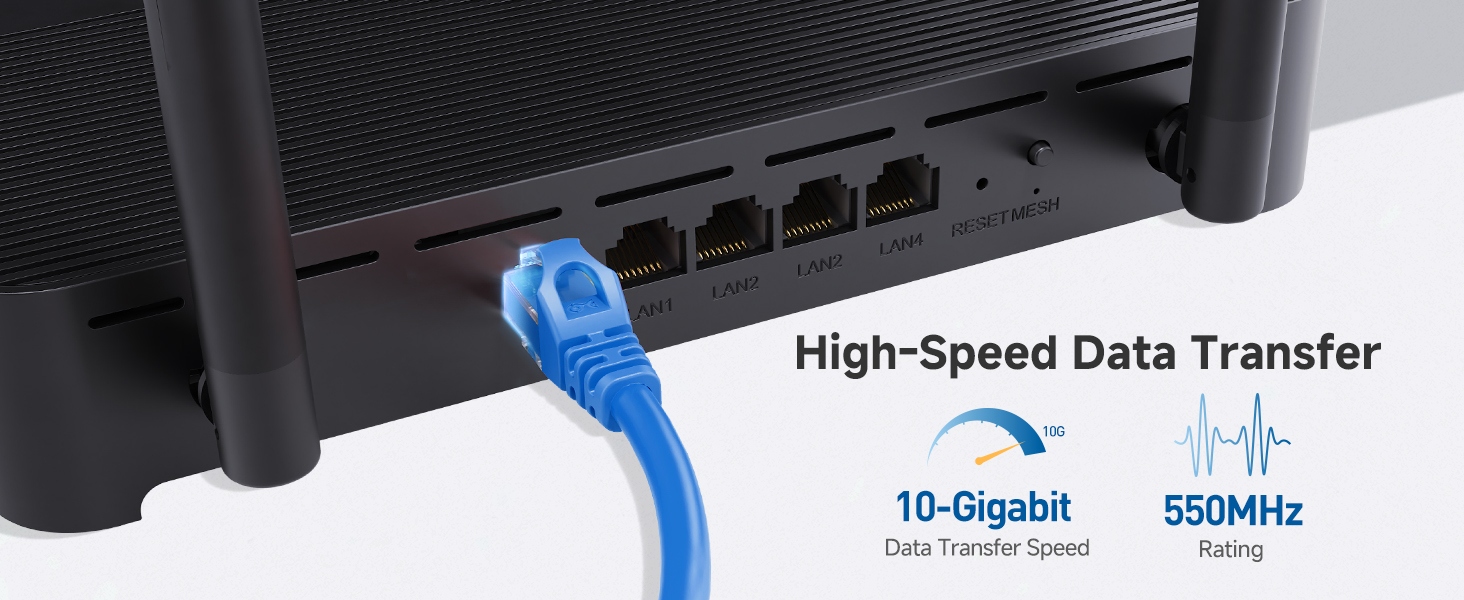 High-performance Cat6 network cable for LAN connections and internet