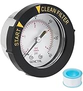SENCTRL 0-60 Psi Pool Filter Pressure Gauge, 2 inches Dial, 1/4 NPT Back Mount, Stainless Steel C...