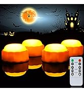Amagic Halloween LED Pumpkin Lights with Remote and Timers, Battery Operated Jack-O-Lantern Light...