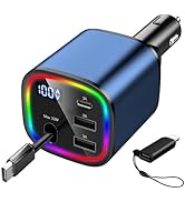 USB C Car Charger, 78W Retractable Car Charger for iPhone 16 15 14 13 12 Android, Fast Charging C...