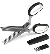 Jenaluca 5 Blade Herb Scissors - Salad Scissors - Cut &amp; Chop Fresh Herbs &amp; Leafy Greens - Stainle...