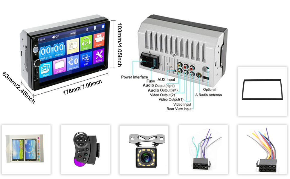 2 din and wire harness