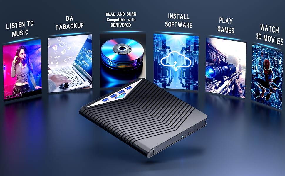 Dainty 7-in-1External Blu ray Drive Read/Write with Bluray Burner