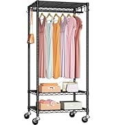 FUTASSI P6 Mini Rolling Clothes Rack Heavy Duty, Clothing Racks for Hanging Clothes, Freestanding...