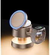 BLESSOURCE 4-in-1 Magnetic Wireless Charging Station for iPhone 17/16/15/14 Pro Max, with Night L...