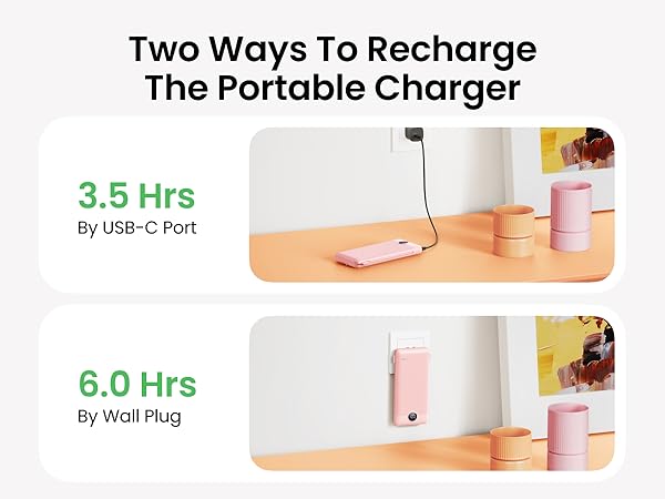 Two Ways to Recharge the Power Bank-Pink