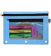 Large Pencil Pouch for 3 Ring Binder Blue, Mesh Zipper Pencil Case, Pen Bag / Pen Case, Small Cos...