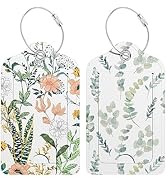 Hsxnam 2 Pack PU Leather Luggage Tags for Suitcase, Travel Cruise Luggage Tag with Privacy Flap, ...