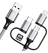 Multi Charging Cable [6ft 2Pack] 3 in 1 USB Charger Cable Nylon Braided Fast Charging Cords Charg...
