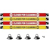 4-Pack Closed for Cleaning &amp; Do Not Enter Signs – Magnetic Red and Yellow Nylon Door Barricades f...