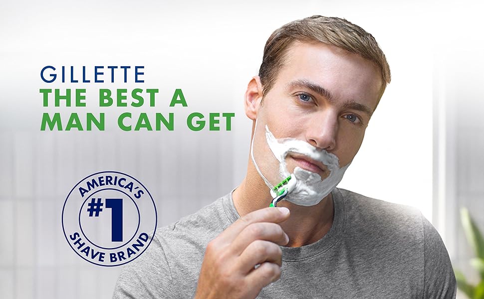 Man looking at the audience shaving his chin