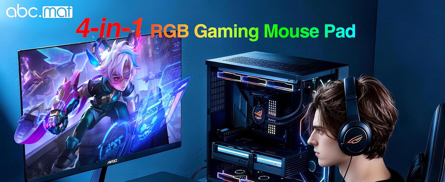 RGB Gaming Mouse Pad with Wireless Charging Phone Stand