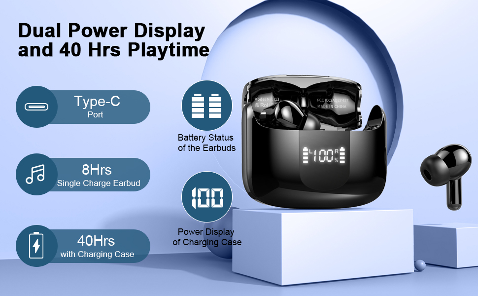 Wireless Earbud Bluetooth Headphones Noise Cancelling Ear Buds