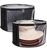 PH PandaHall 2 Pack Large Hat Storage Box 16.5" D x 9.4" H Cowboy Hat Boxes Soft Cloth Black Fold...